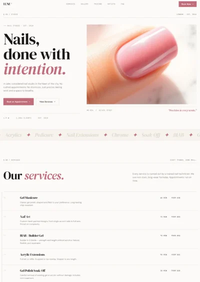 Nail salon website prompt preview