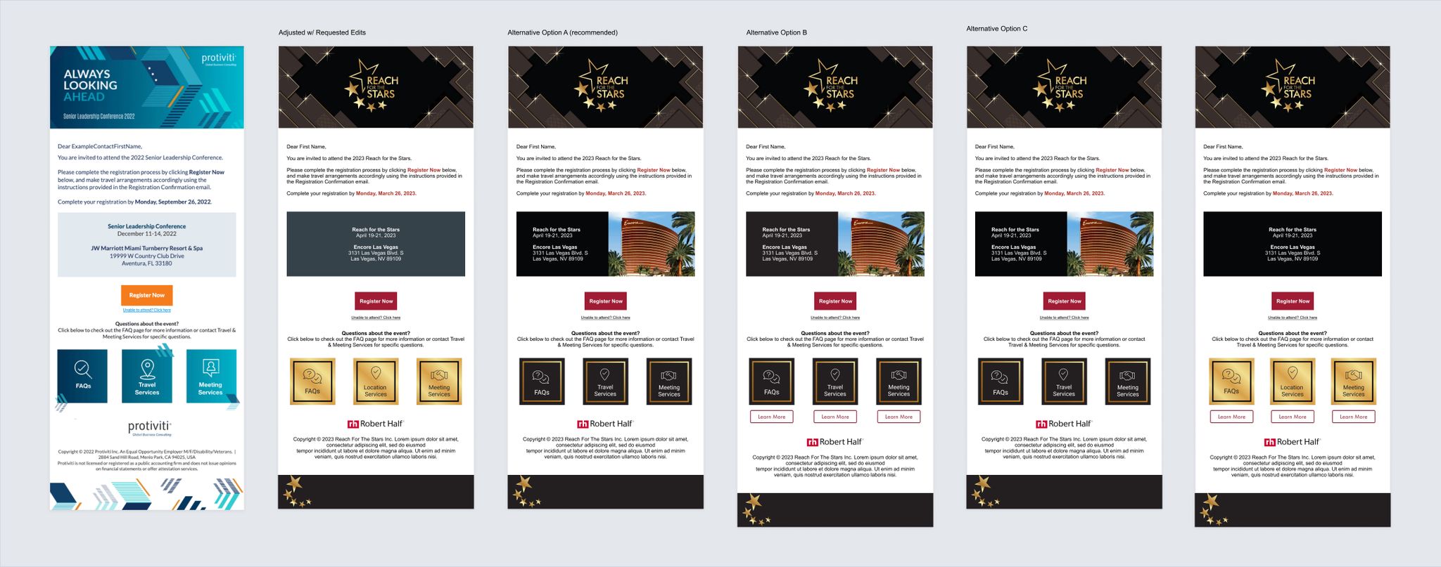 Email design iterations