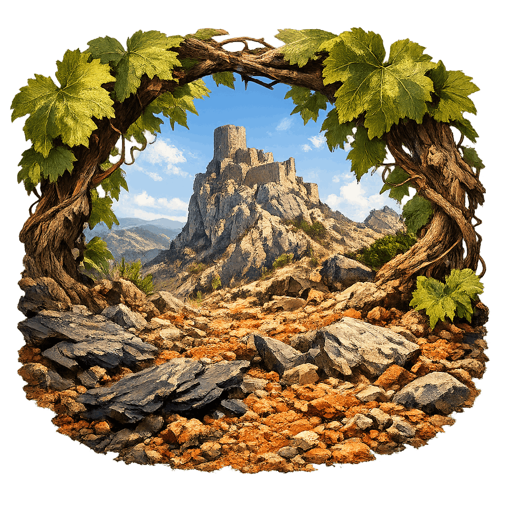 Detailed graphic of the Fitou wine region.