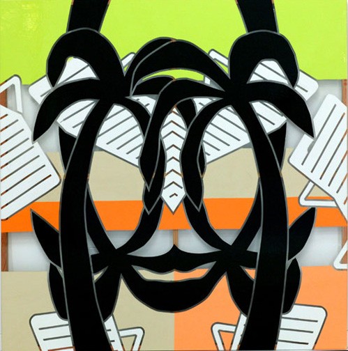 Tropical Disaster, Green, Beige, Orange, 48" x 48"