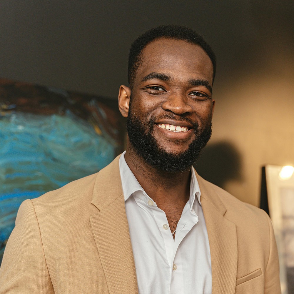 Smiling african American man in a suit