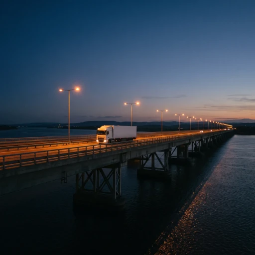 A truck on a motorway at dusk