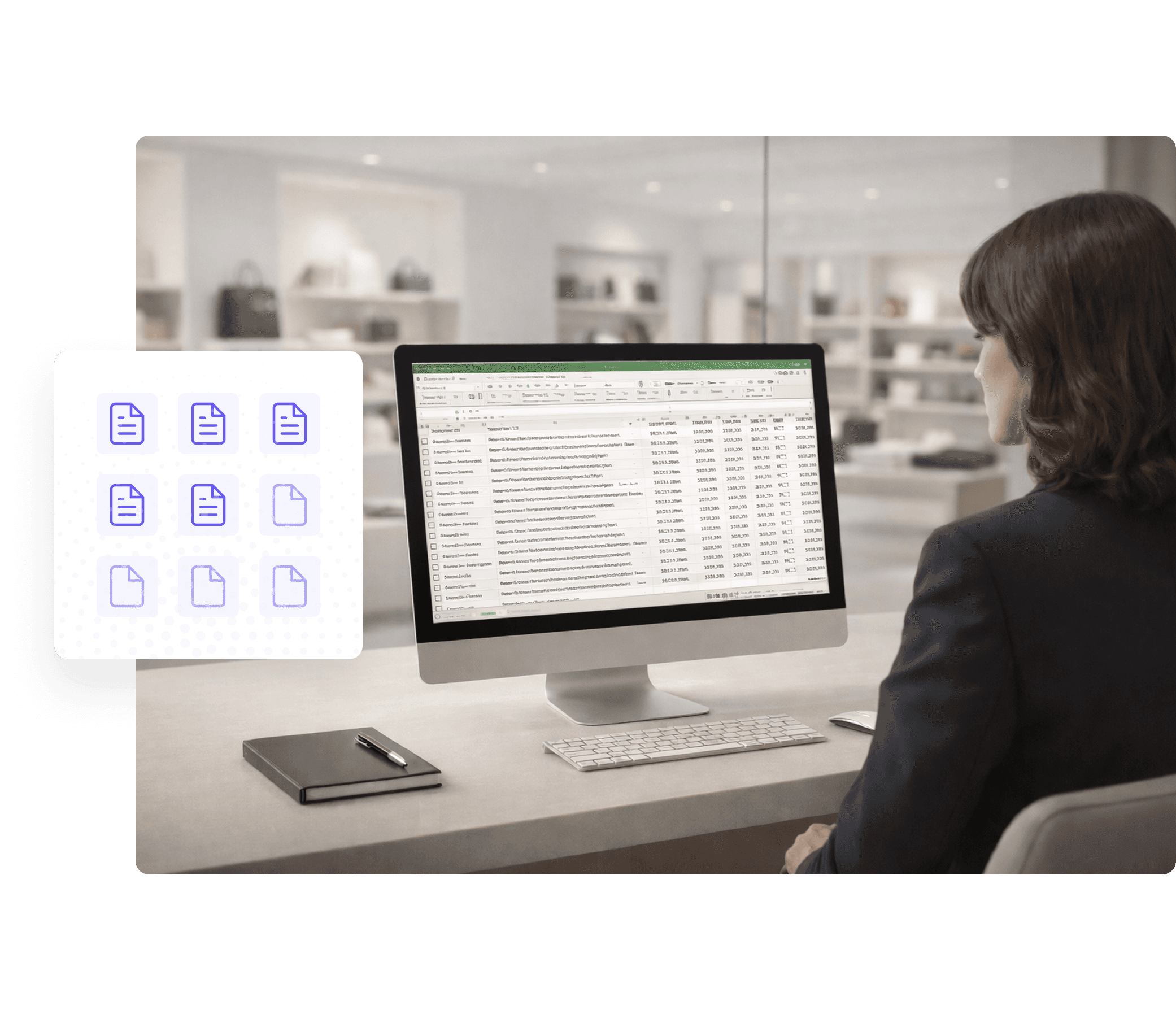 A man in a beige suit walks confidently down a sunlit, cobblestoned street lined with rustic buildings, exuding a sense of style and elegance.