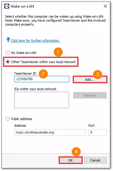 Configure Wake on LAN in TeamViewer
