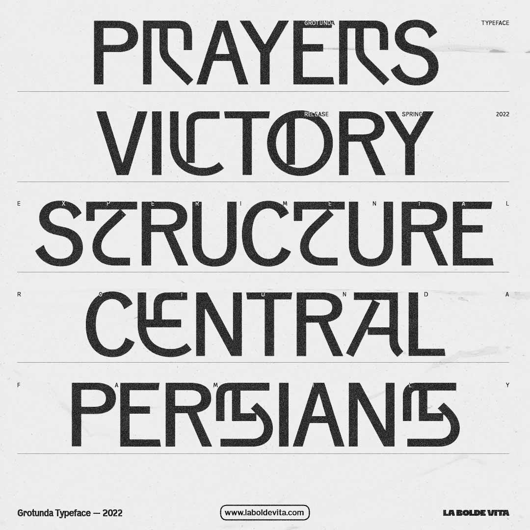 an experimental font mix replacing single letters of a sans serif with Grotunda in all uppercase