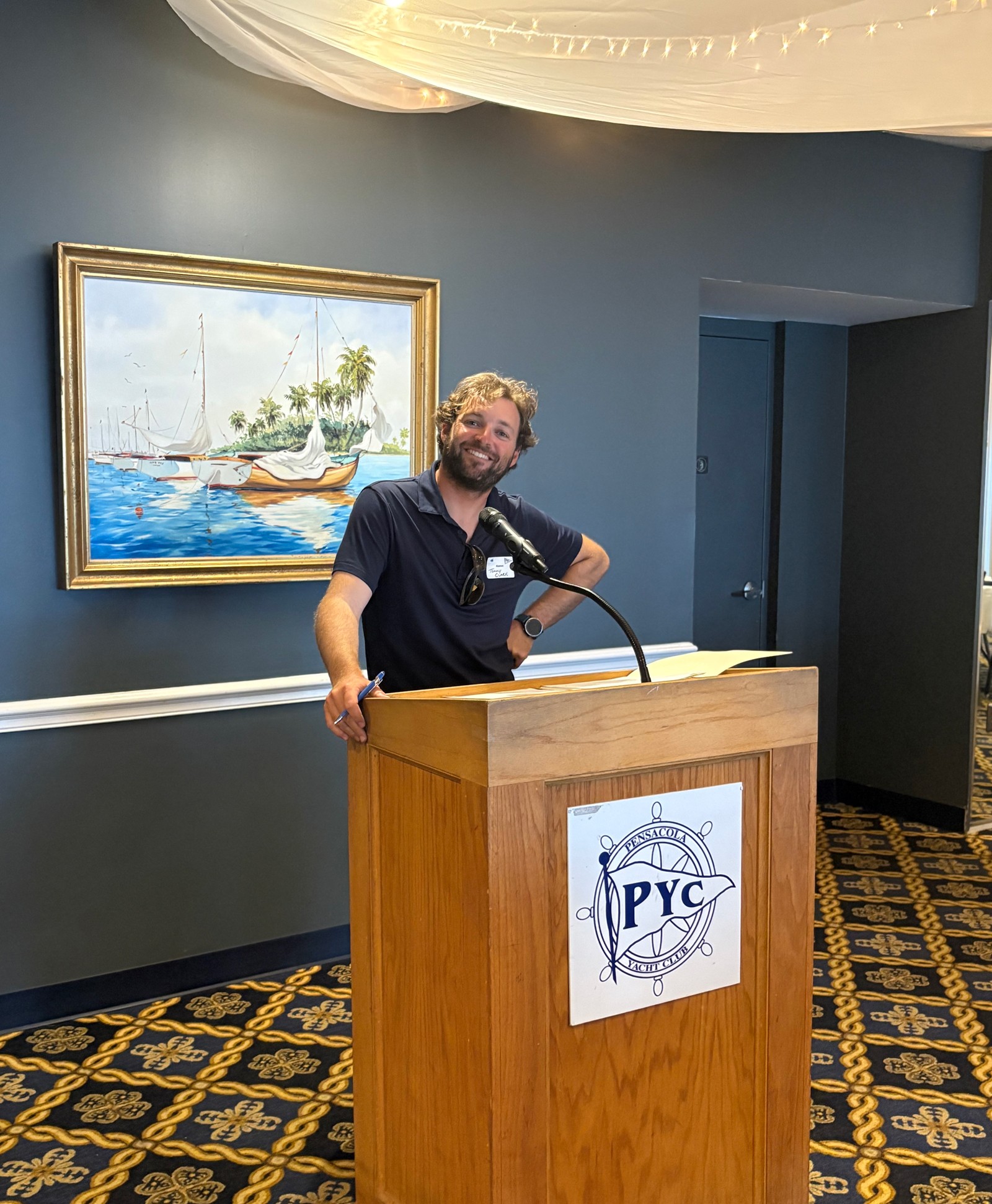 event speaker at the podium