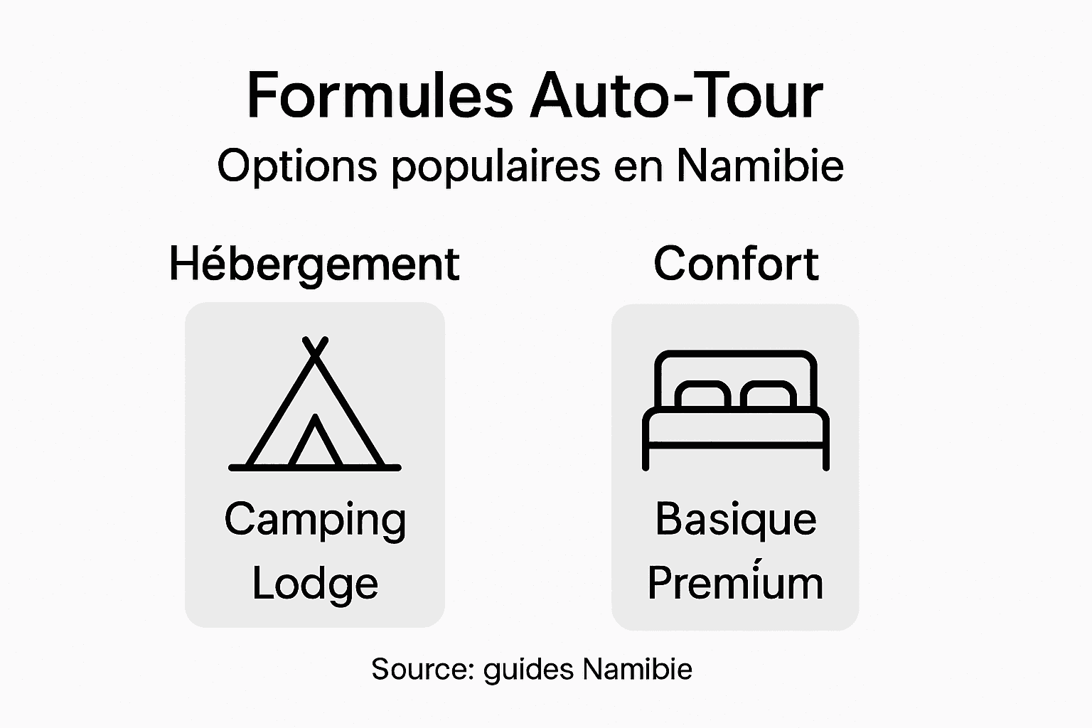 Aperçu des différentes formules de safari en autotour en Namibie