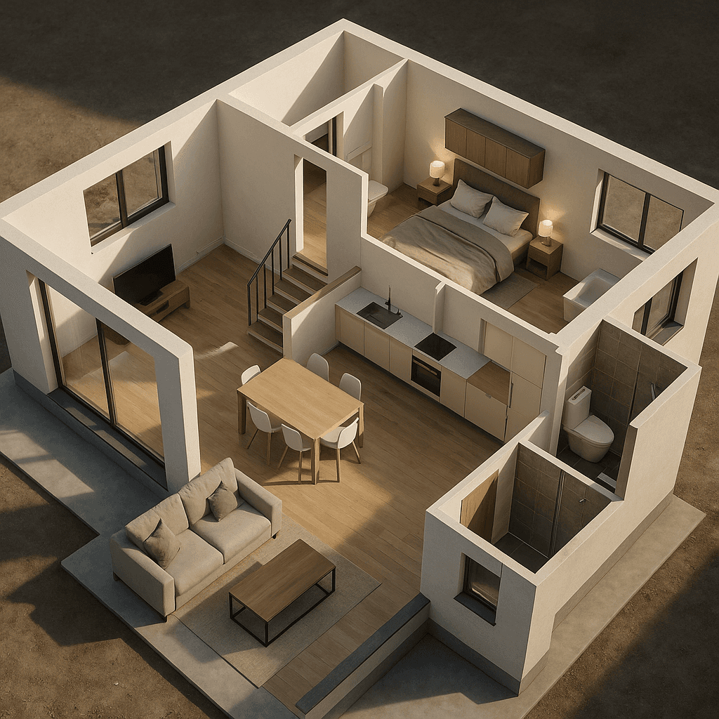 Modern open interior plan