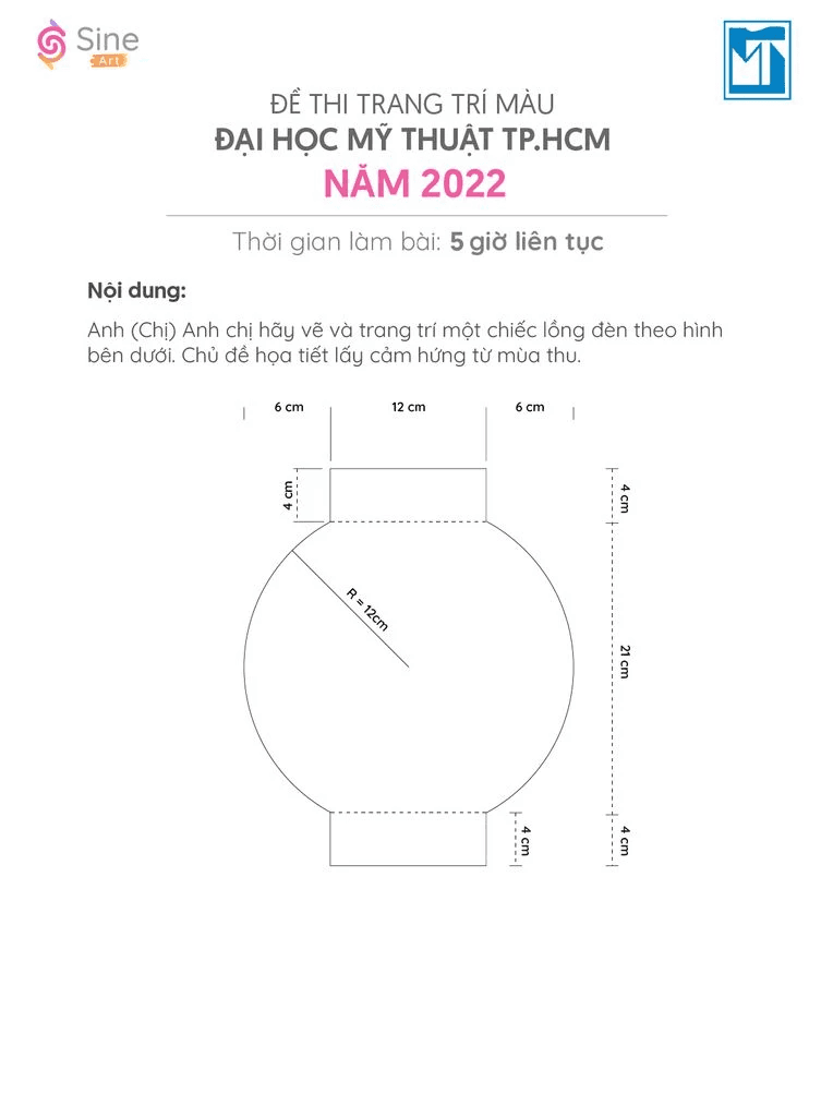 Đề thi trang trí màu Đại học Mỹ Thuật TP.HCM 2022