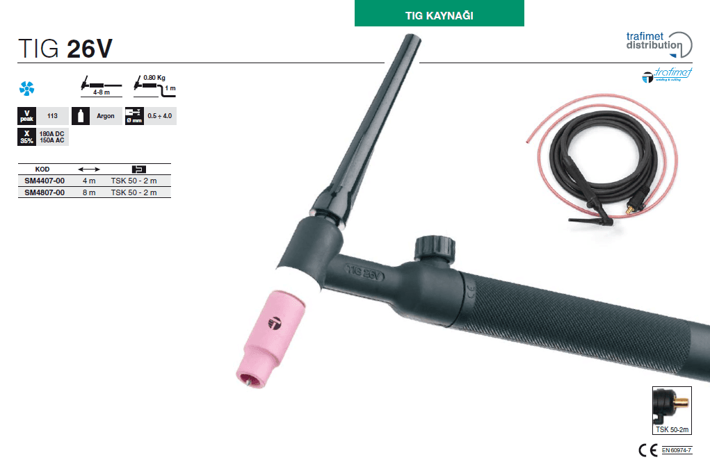 Trafimet Tig Torç ERGOTIG 26 Vanalı
