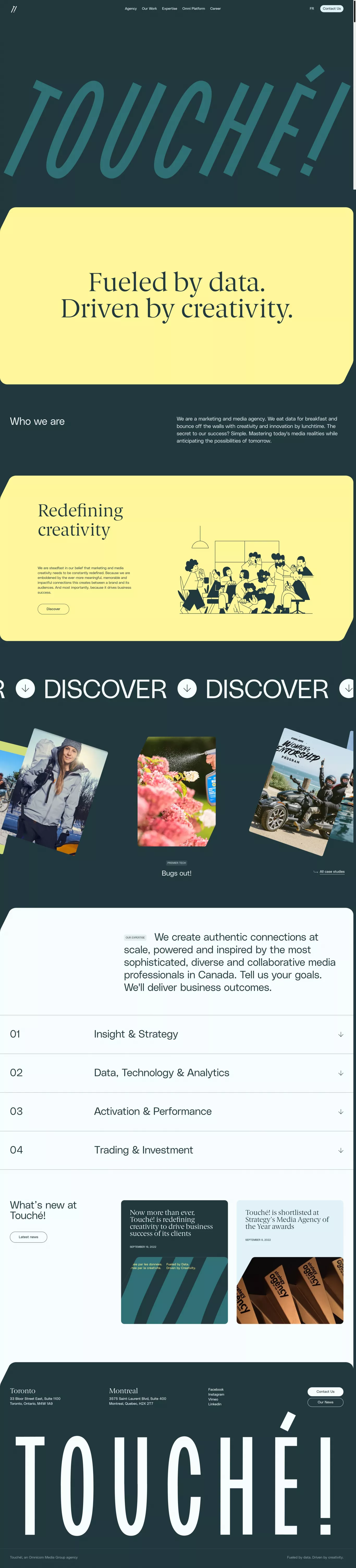 Touché! portfolio page screenshot showcasing Tech and Marketing design