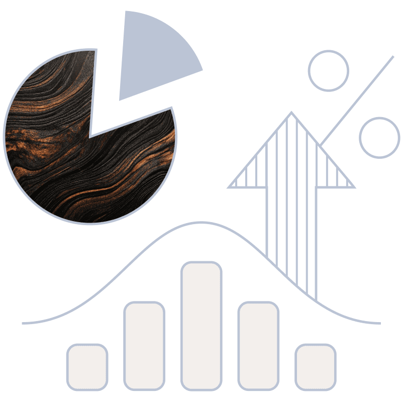 A visual representation featuring a pie chart and a bar graph, used for data analysis and comparison and percentages.
