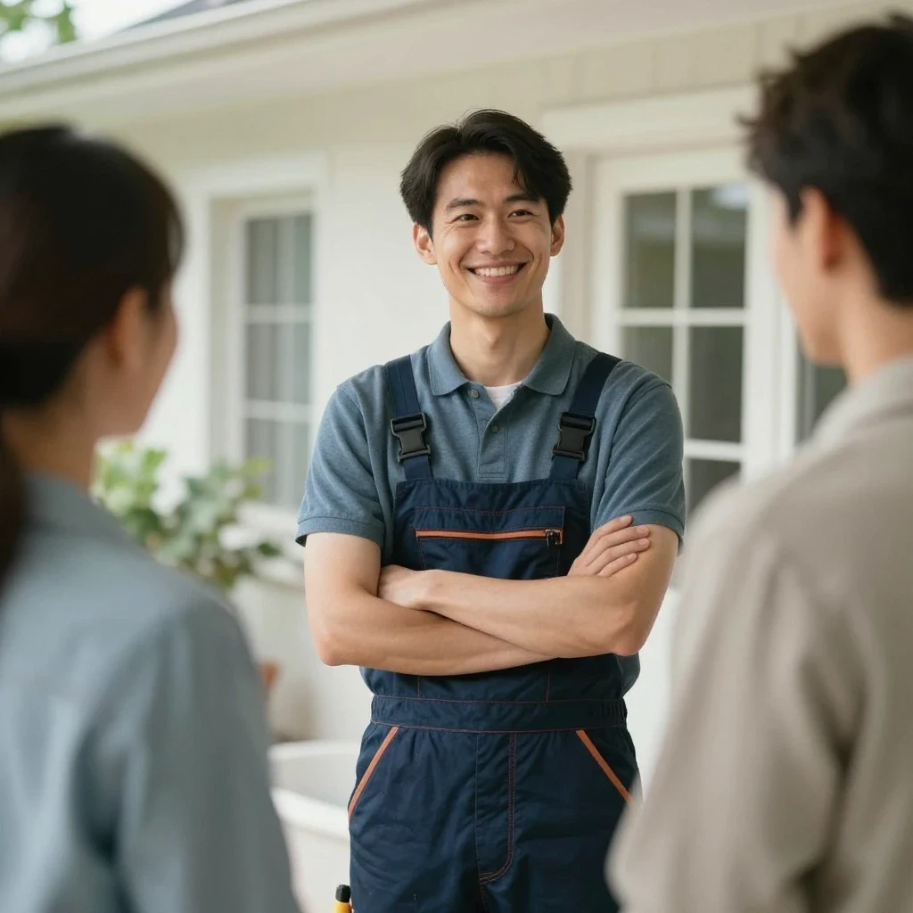 Remodeling Technician taling with customers