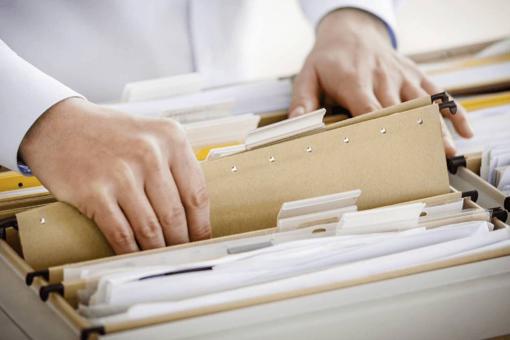 woman organizing files