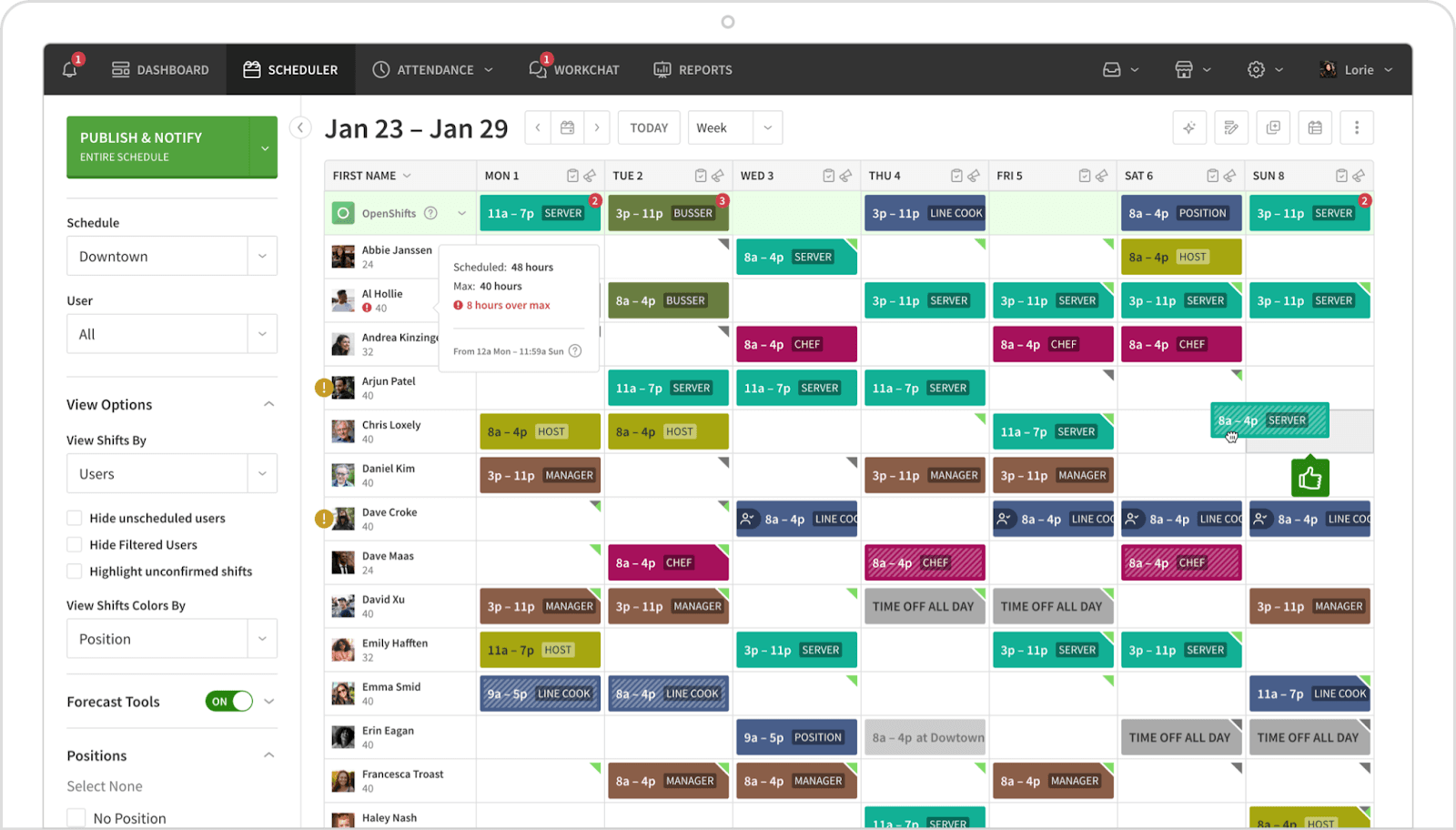 Employee scheduling and time tracking&nbsp;