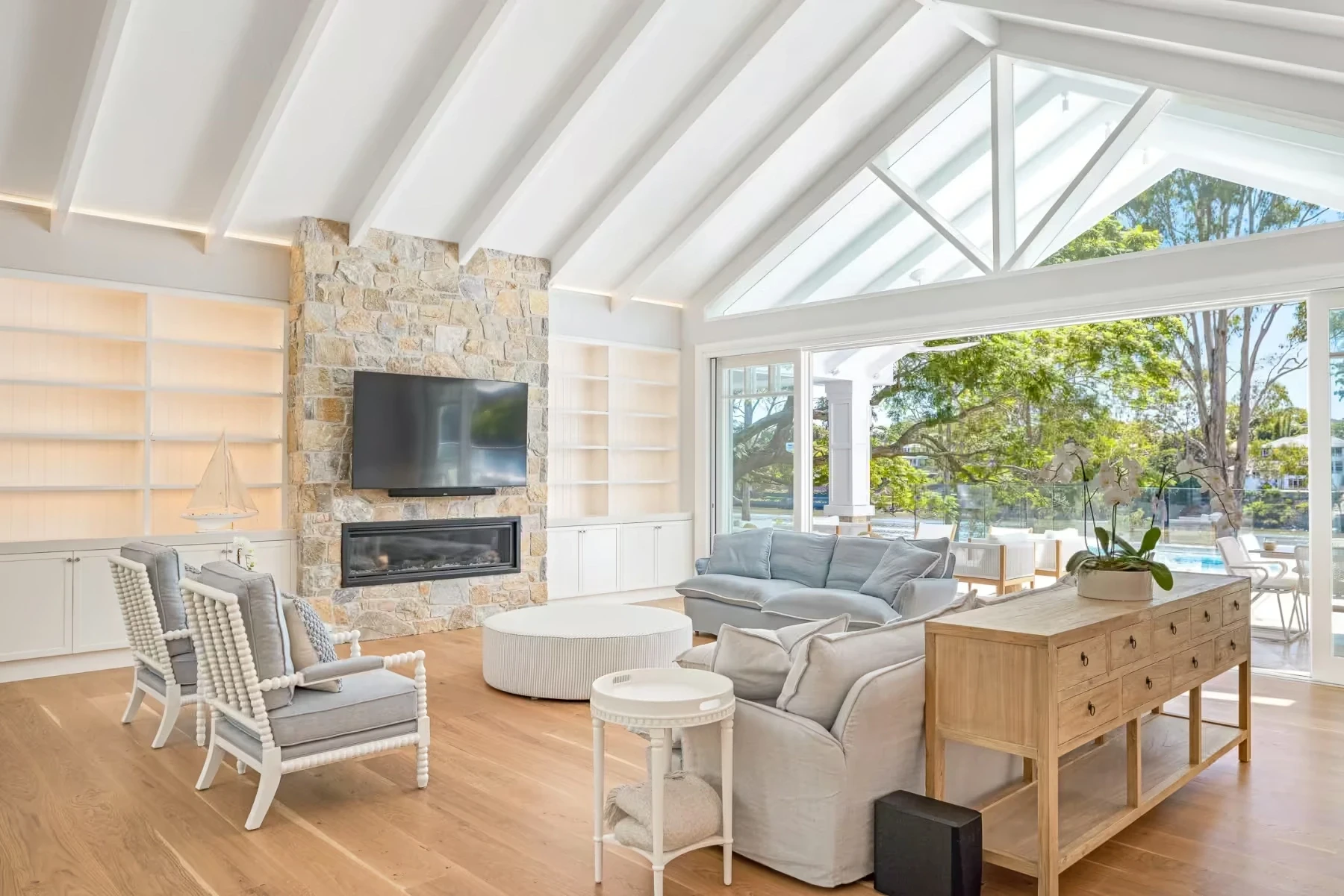 Double height vaulted ceilings in a luxury home