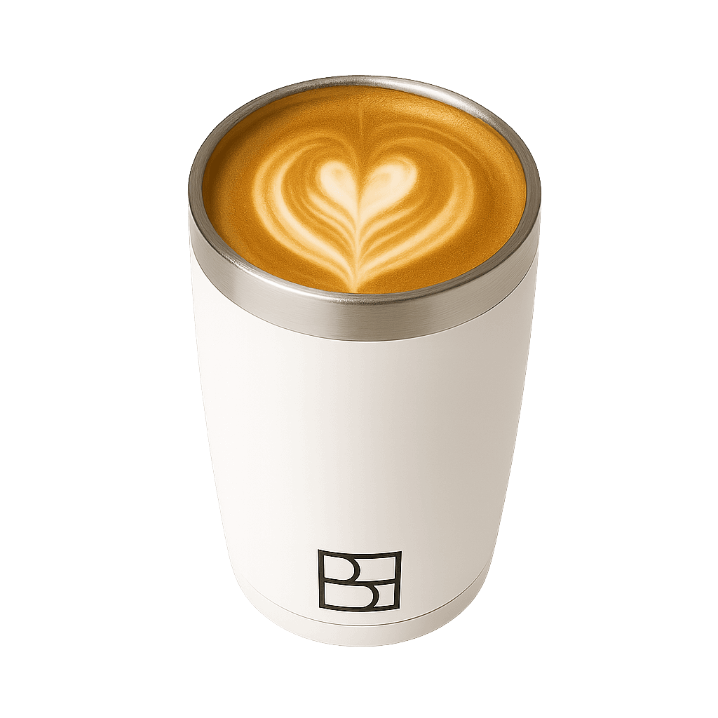 Belhorizon Thermobecher im Yeti-Stil mit Latte Art