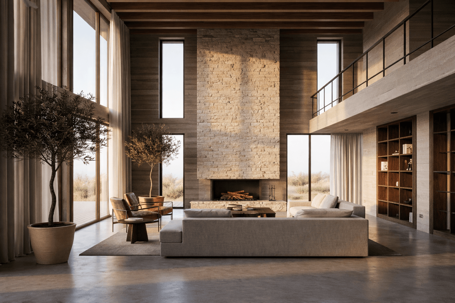 Interior of modern house showing the living room