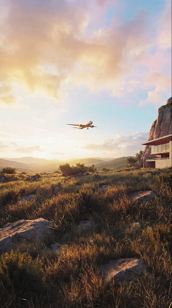 land with sky at sunset