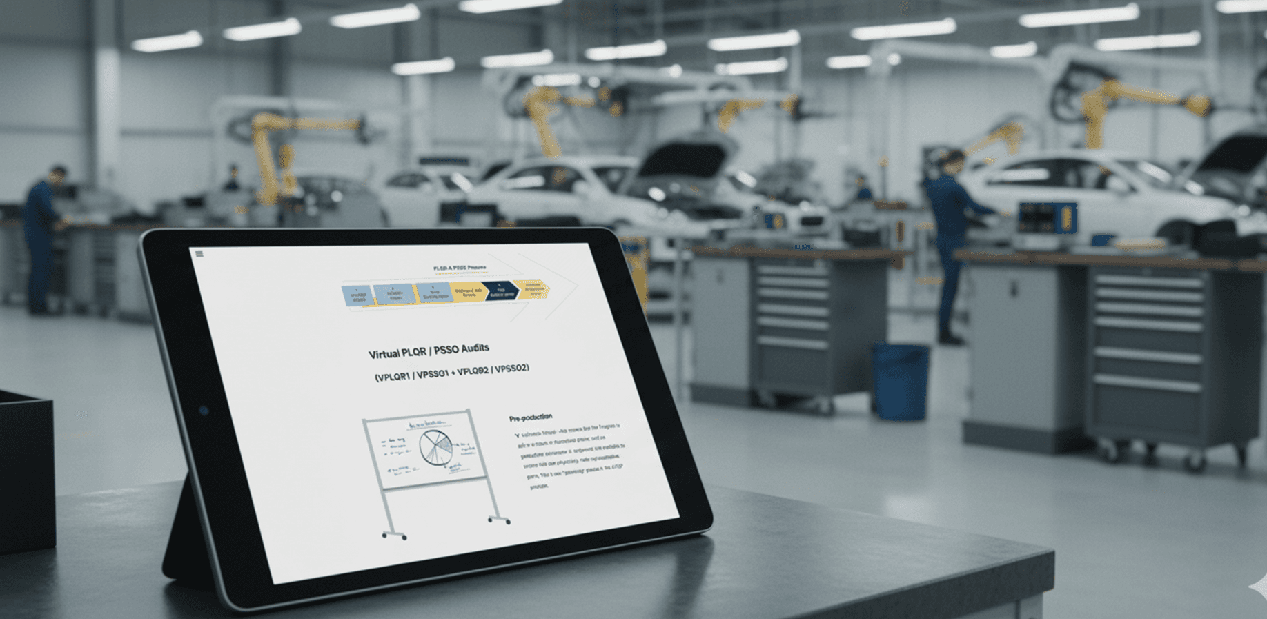 A mockup of the GKN module on a tablet on the shopfloor. 