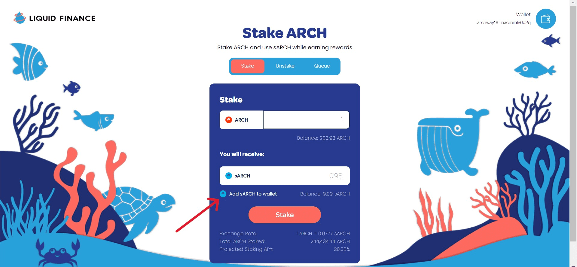 Add sARCH to Leap Wallet