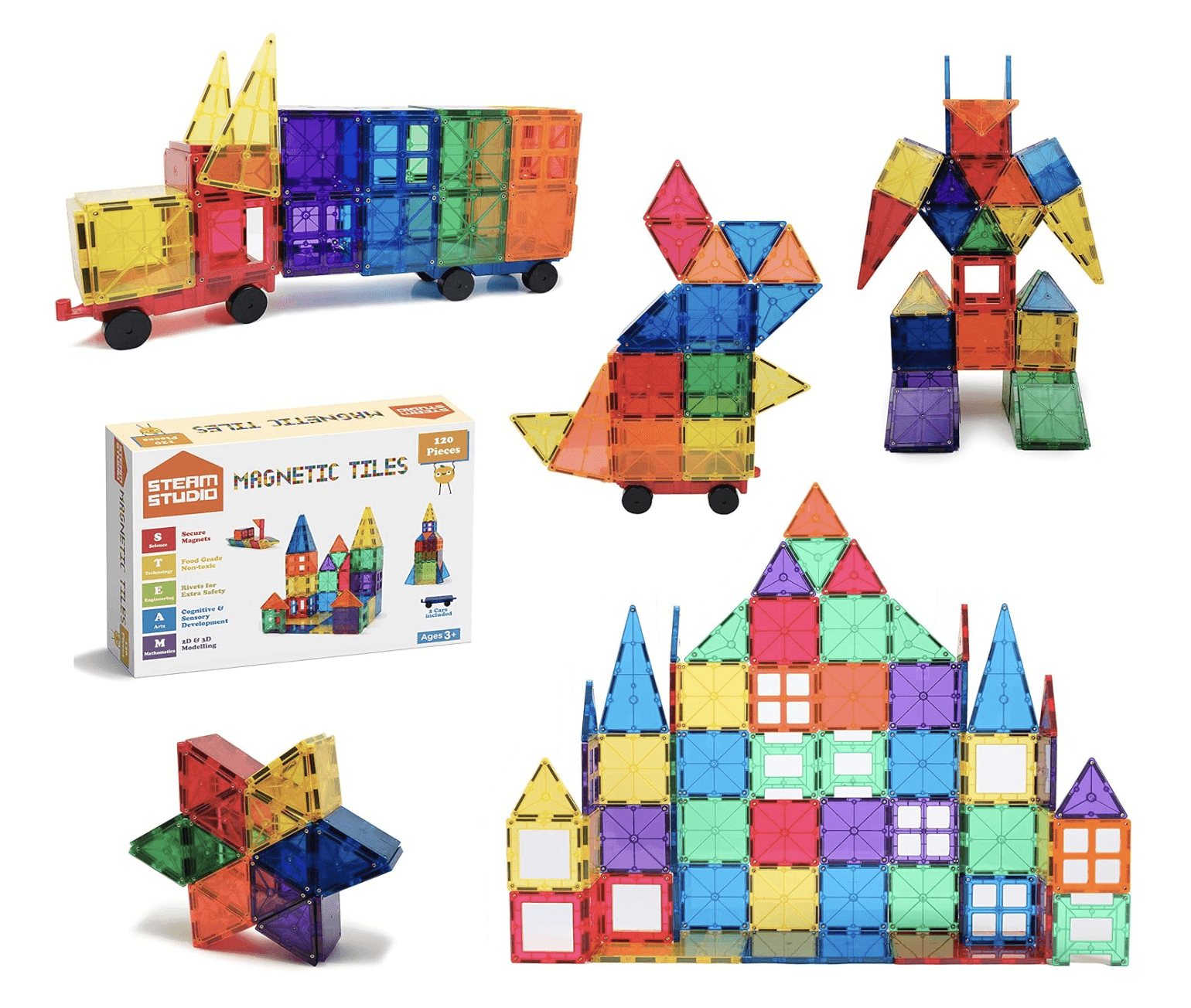 Steam Studio 120pcs Magnetic Tiles Toy Kit