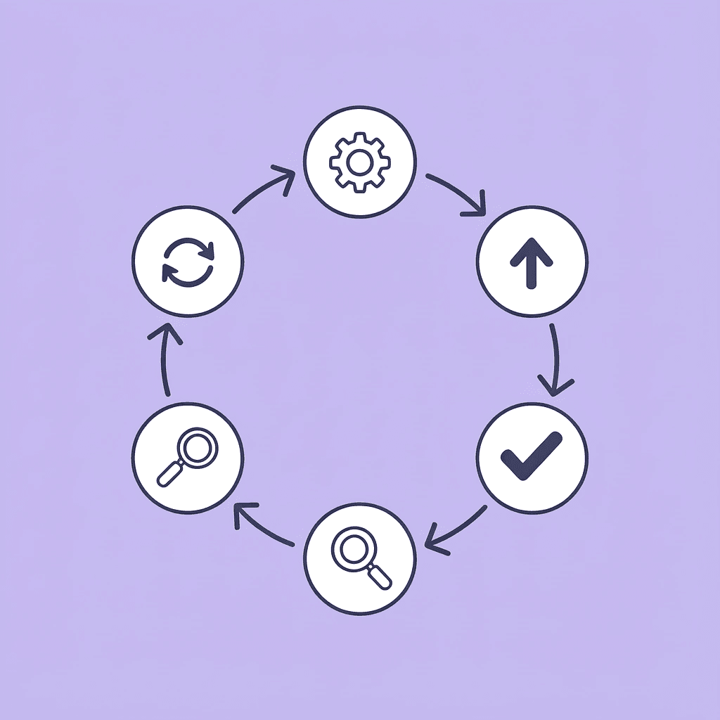 Circular workflow diagram illustrating how agent workflow components cycle and reinforce each other