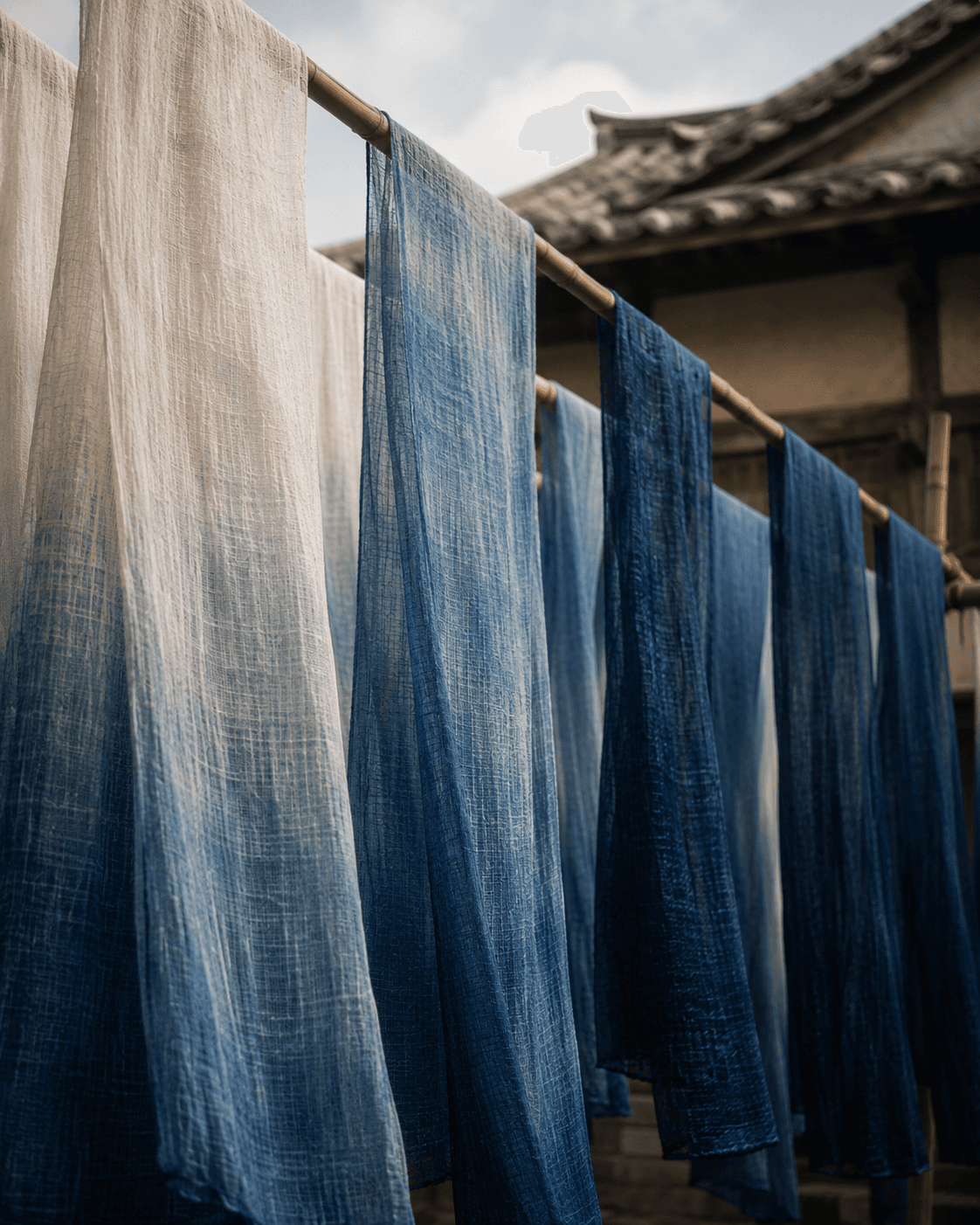 Indigo cloth drying in open air