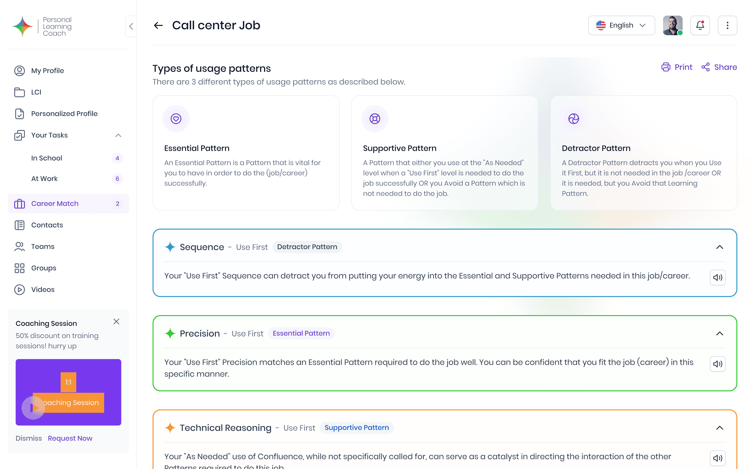 Career matching stratigies  Screenshot from the PLC by Let Me Learn