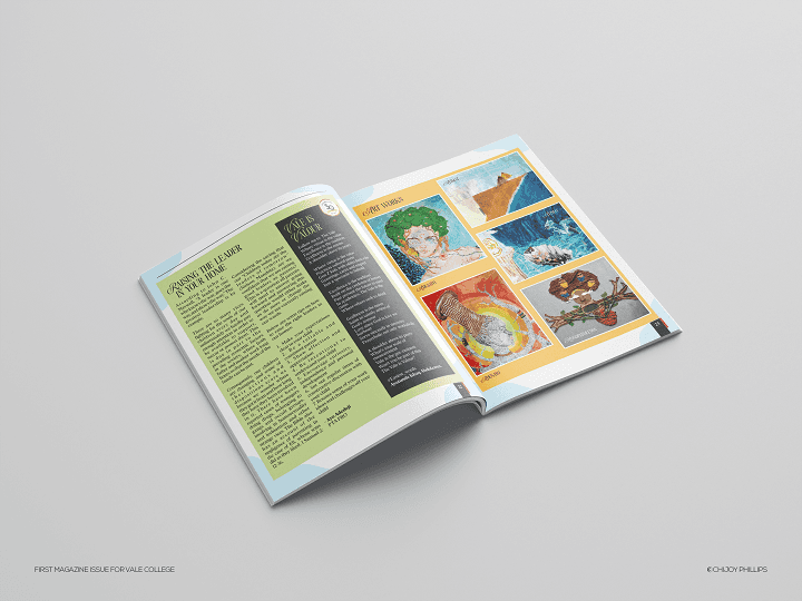 The Vale College Parent-Teacher Magezine - First Edition - Students Art Display Page Design