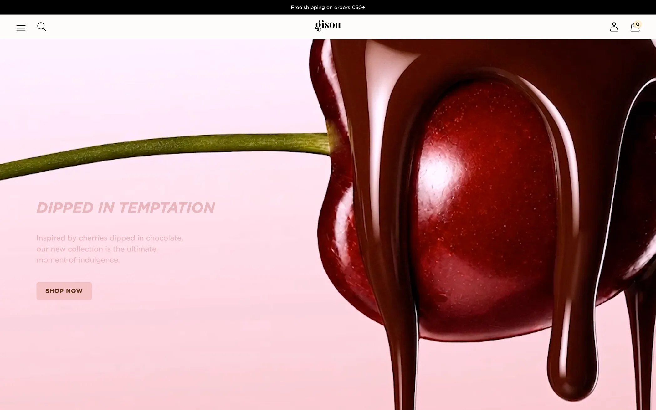 Gisou homepage on desktop