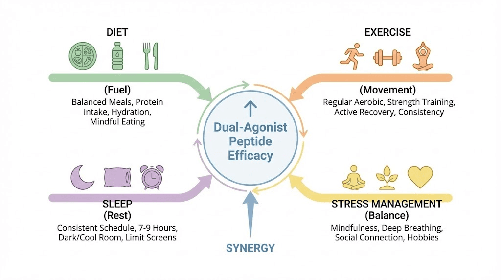Lifestyle strategies to maximize mazdutide or tirzepatide weight loss results