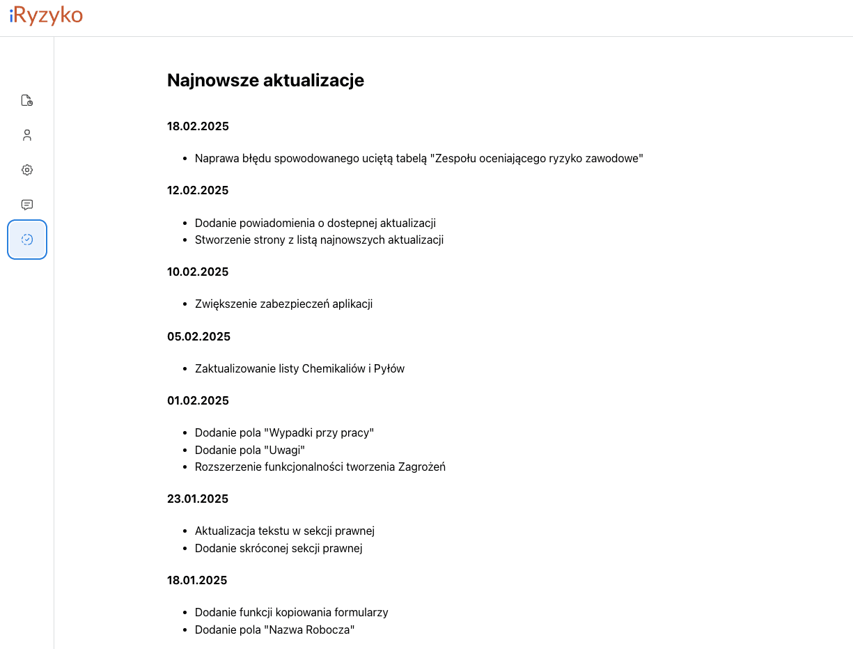 Strona z nowościami