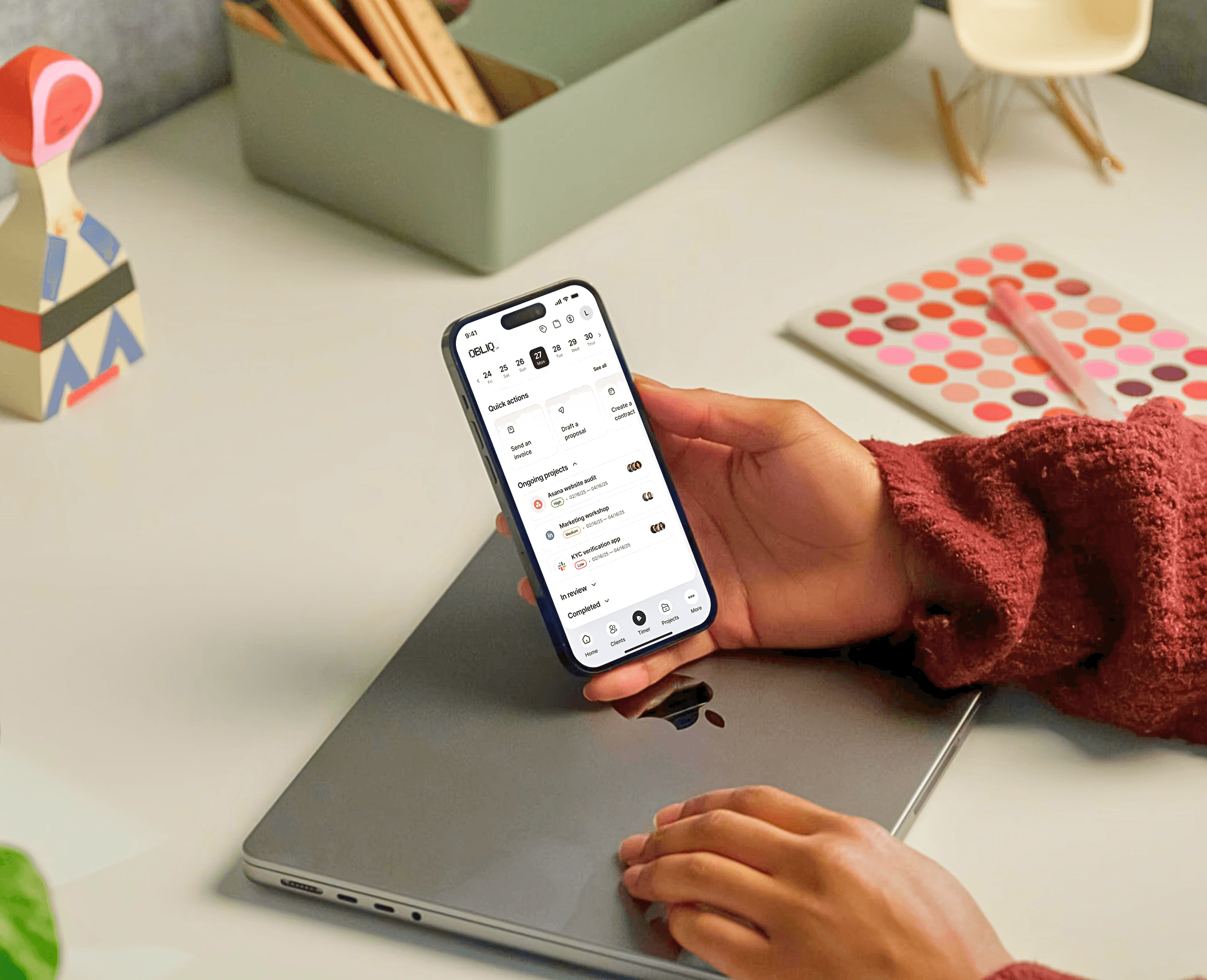A mockup of Freelio's mobile app