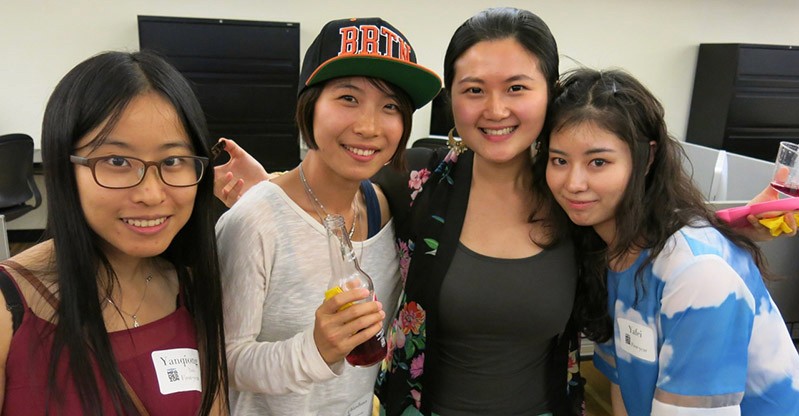 close portrait of four girls