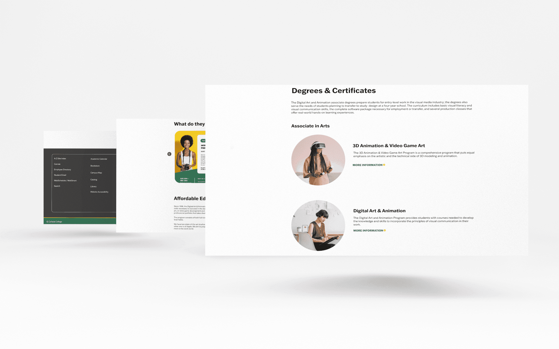 three images of the webpage