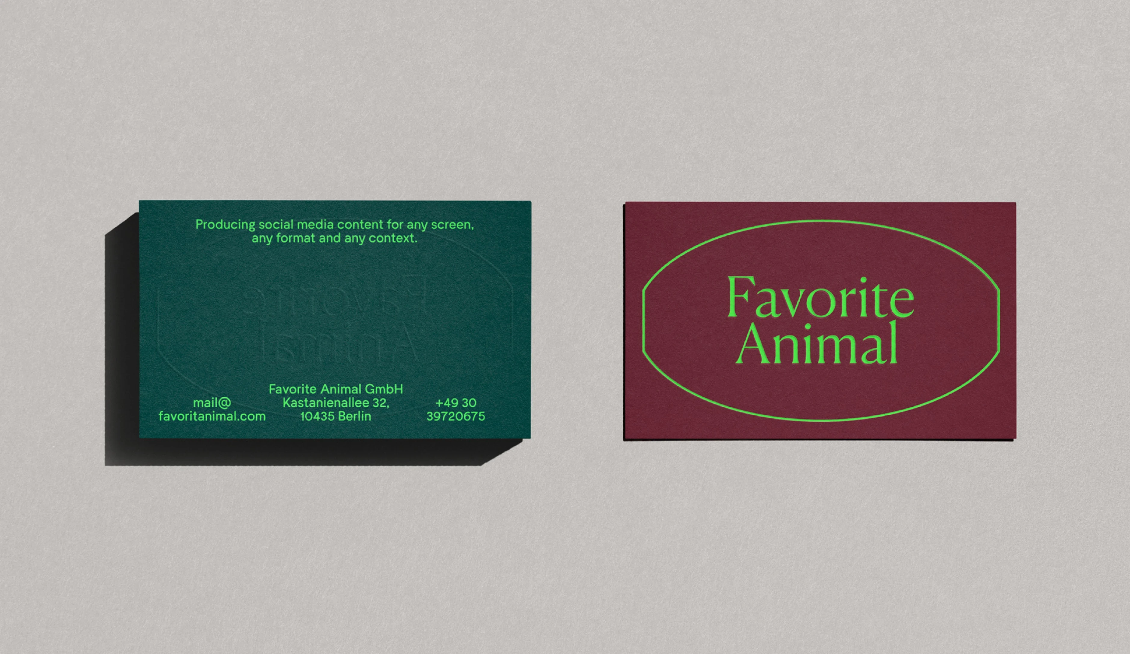 Business card design made for Favorite Animal.