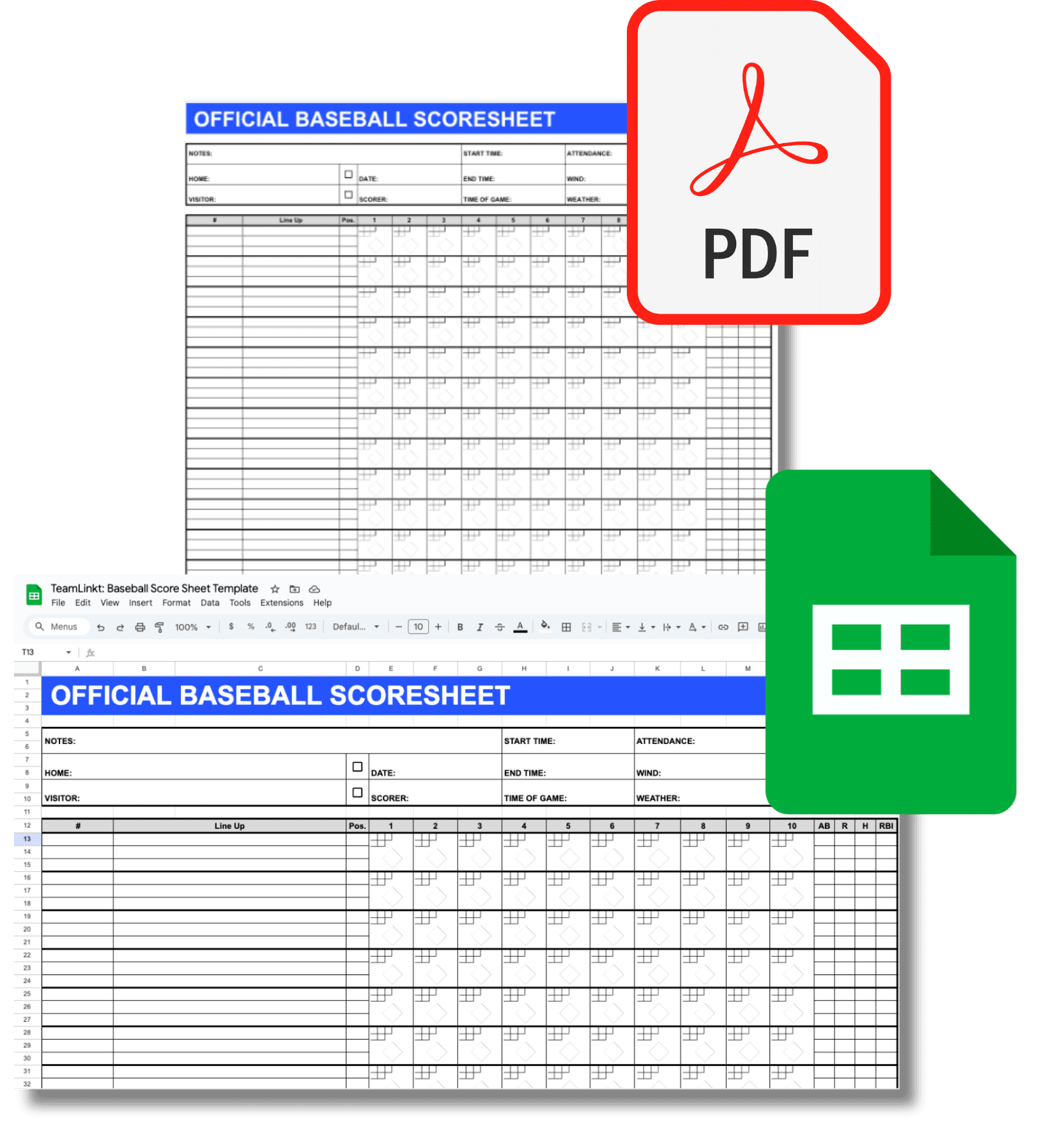 Baseball Score Sheet Template PDF and Excel Files
