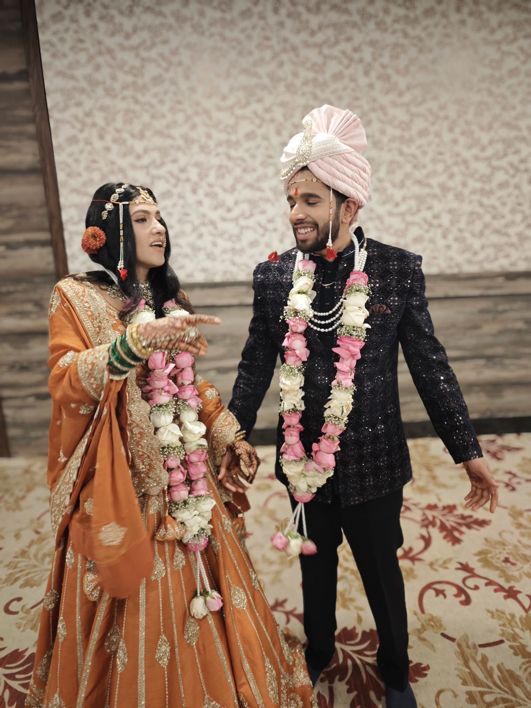 Sarika and Varad standing together after their wedding