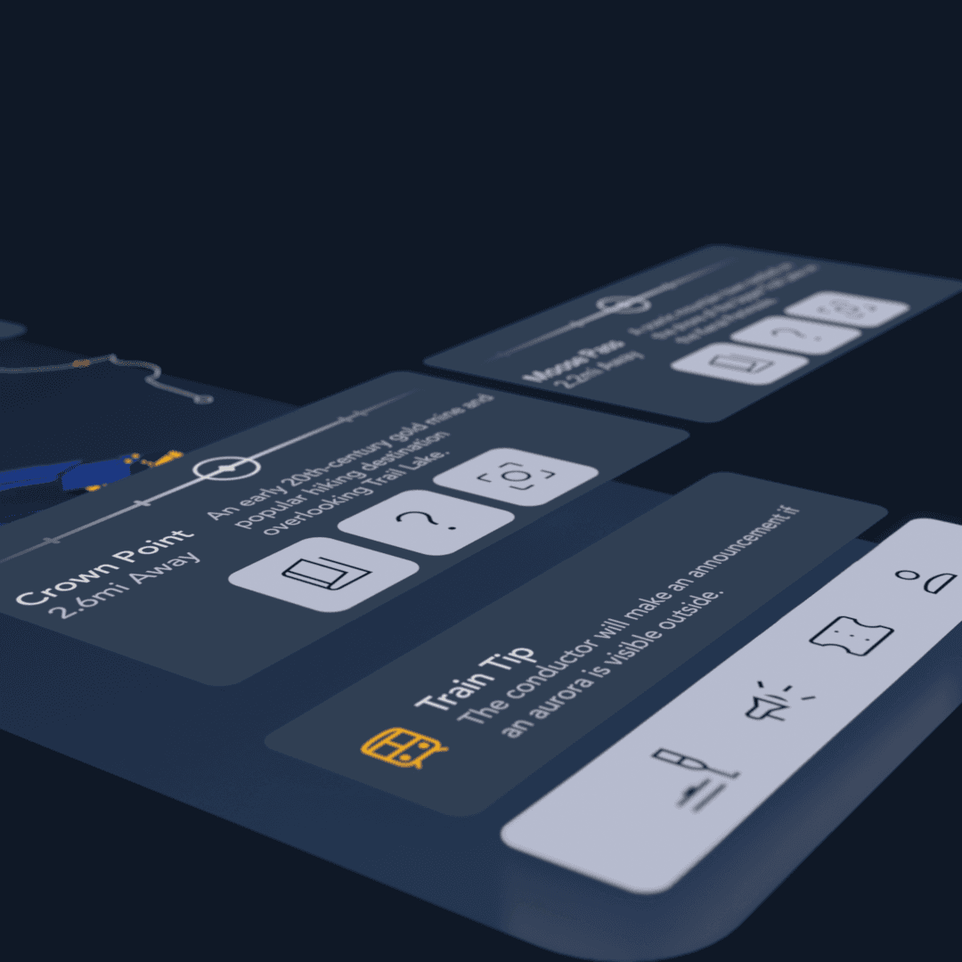 A render of phones displaying Alaska Train features.