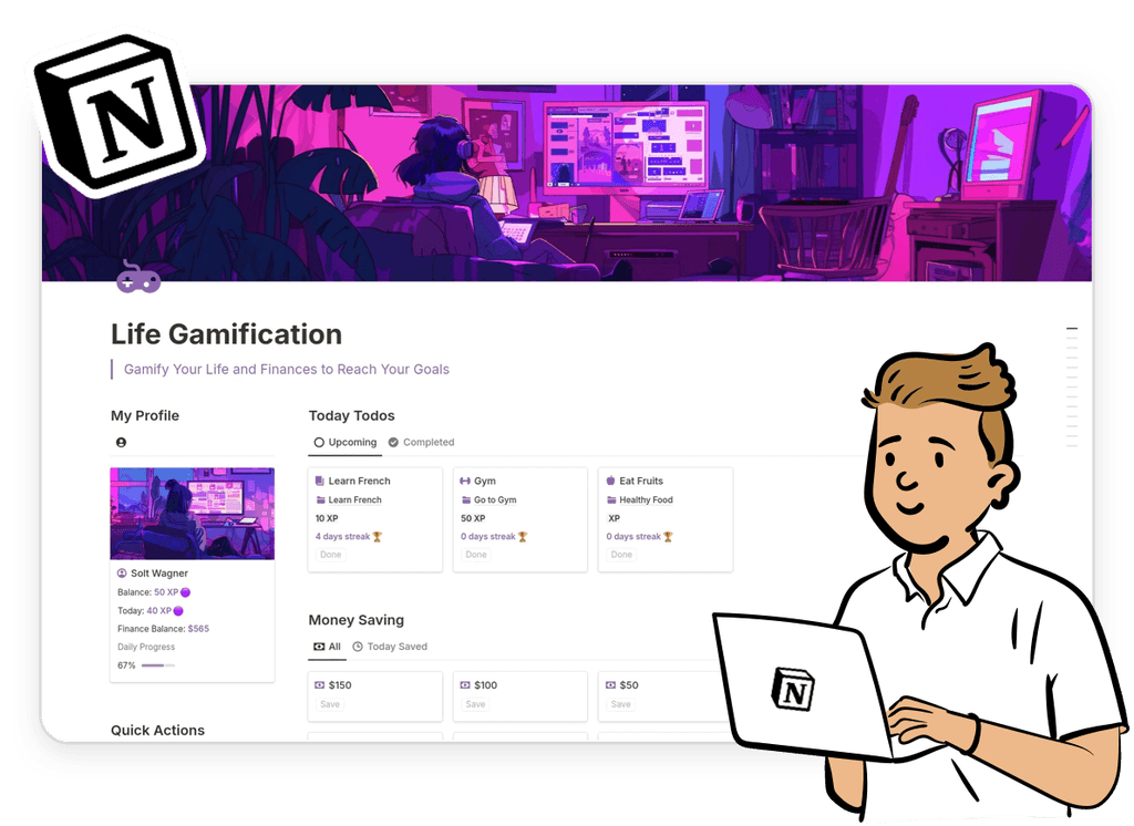 Top 10 Notion Gamification Templates to Gamify your Life - Solt Wagner