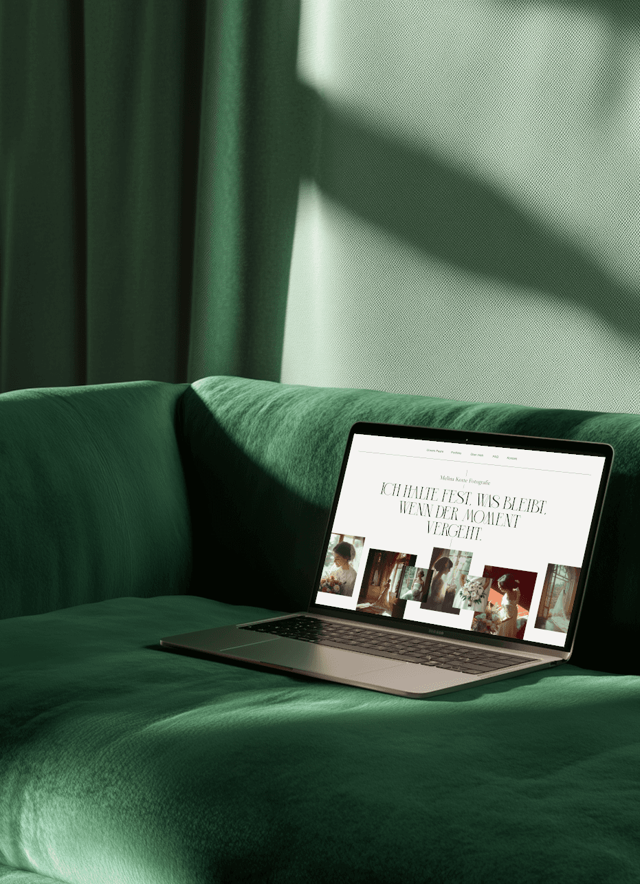 Laptop-Mockup mit Website-Design für eine Fotografin