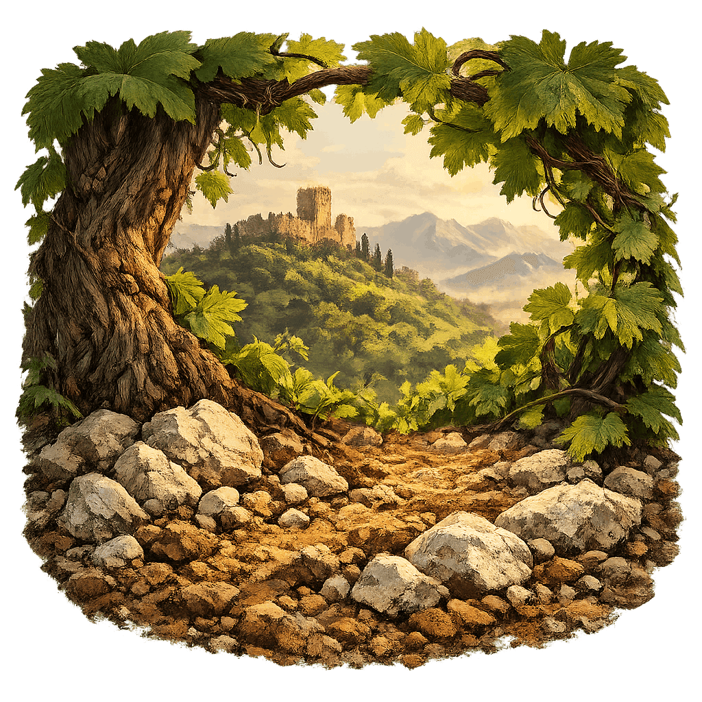 Detailed graphic of the Asolo wine region.