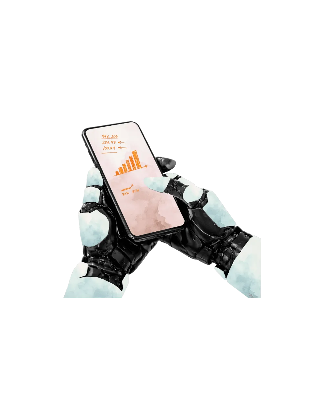 mani robotiche tengono un telefono