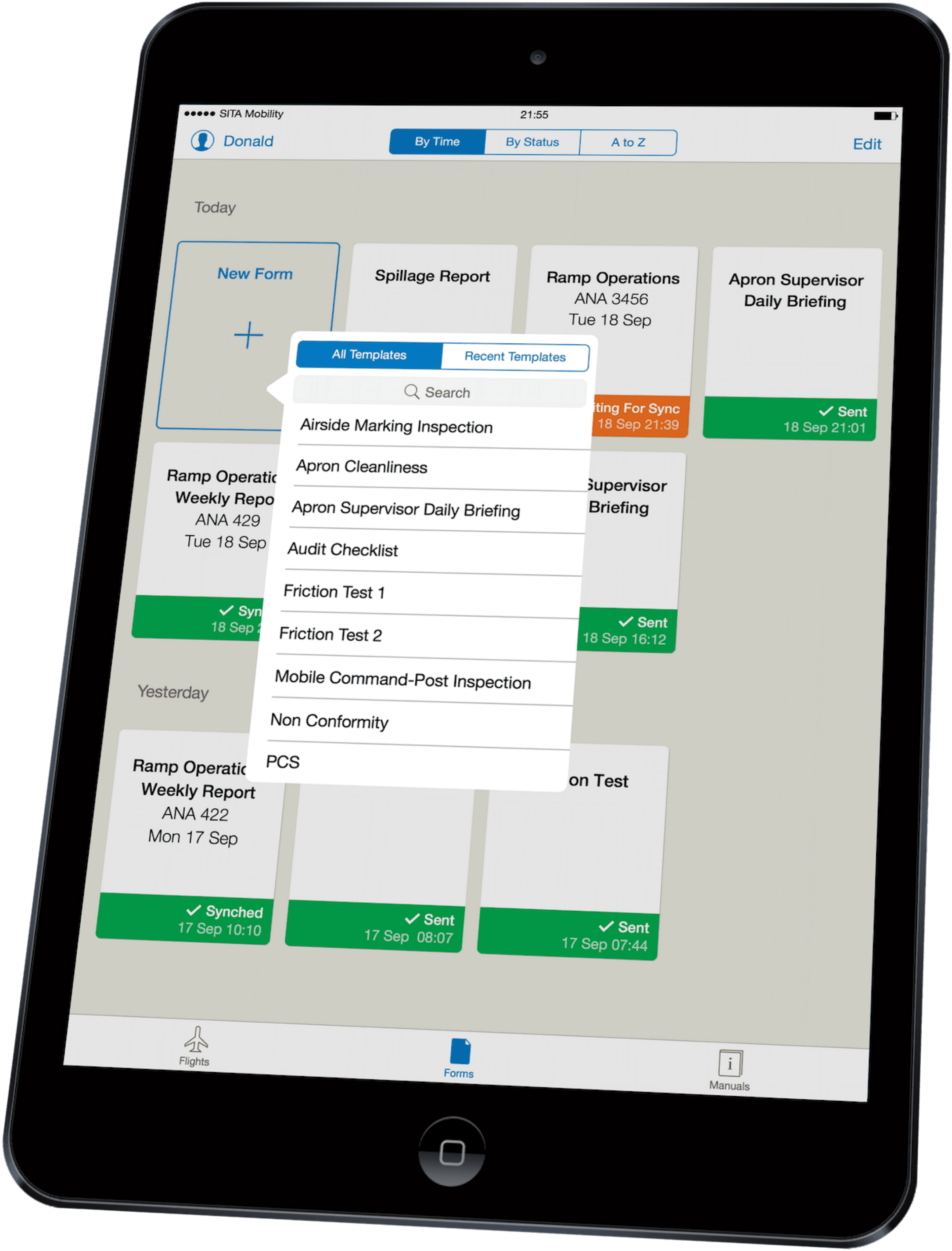 Screenshot of the form manager UI in SITA Airside