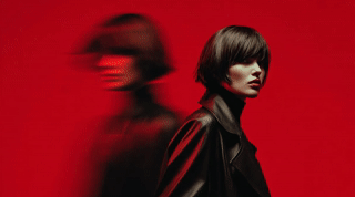 futuristic robot with a grey background