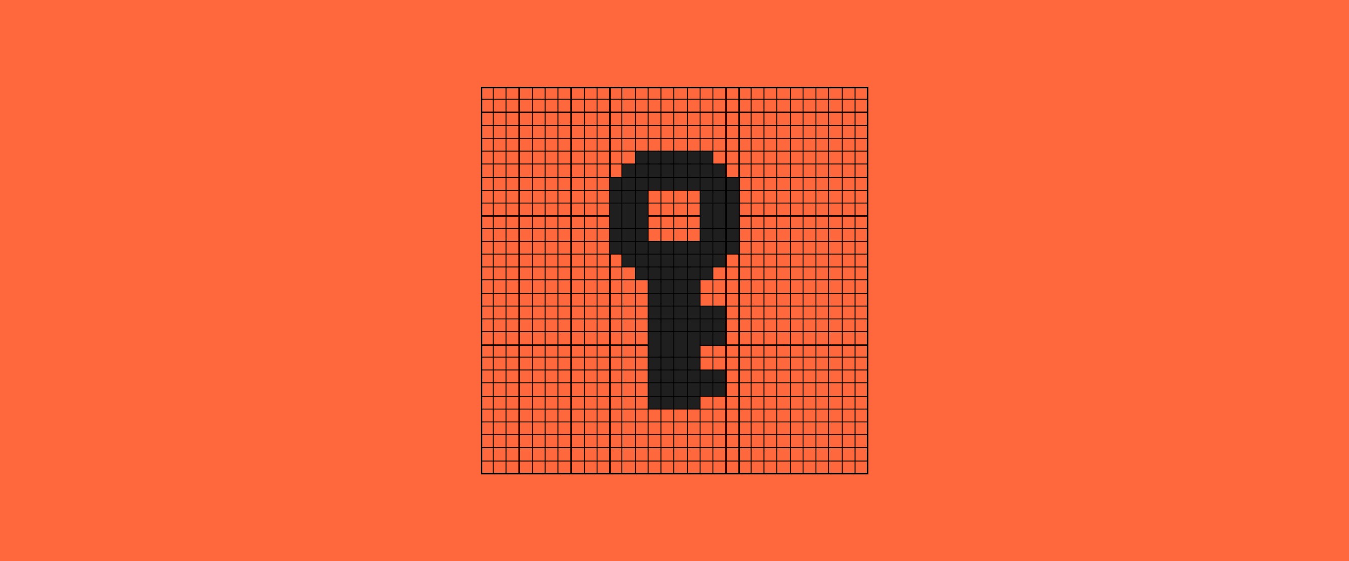 Pixel art key icon on orange background