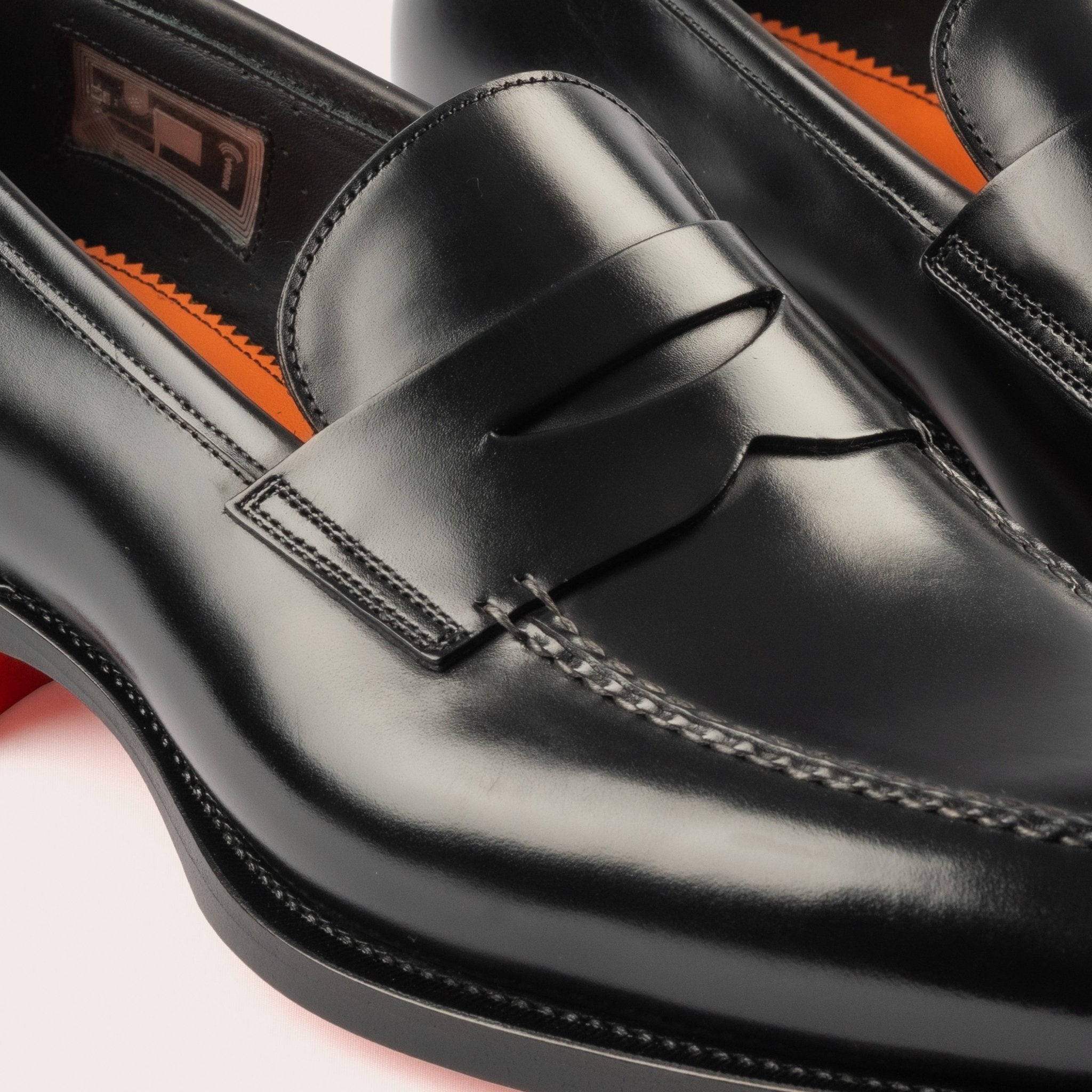 Men's black leather penny loafer - Mandelli UK