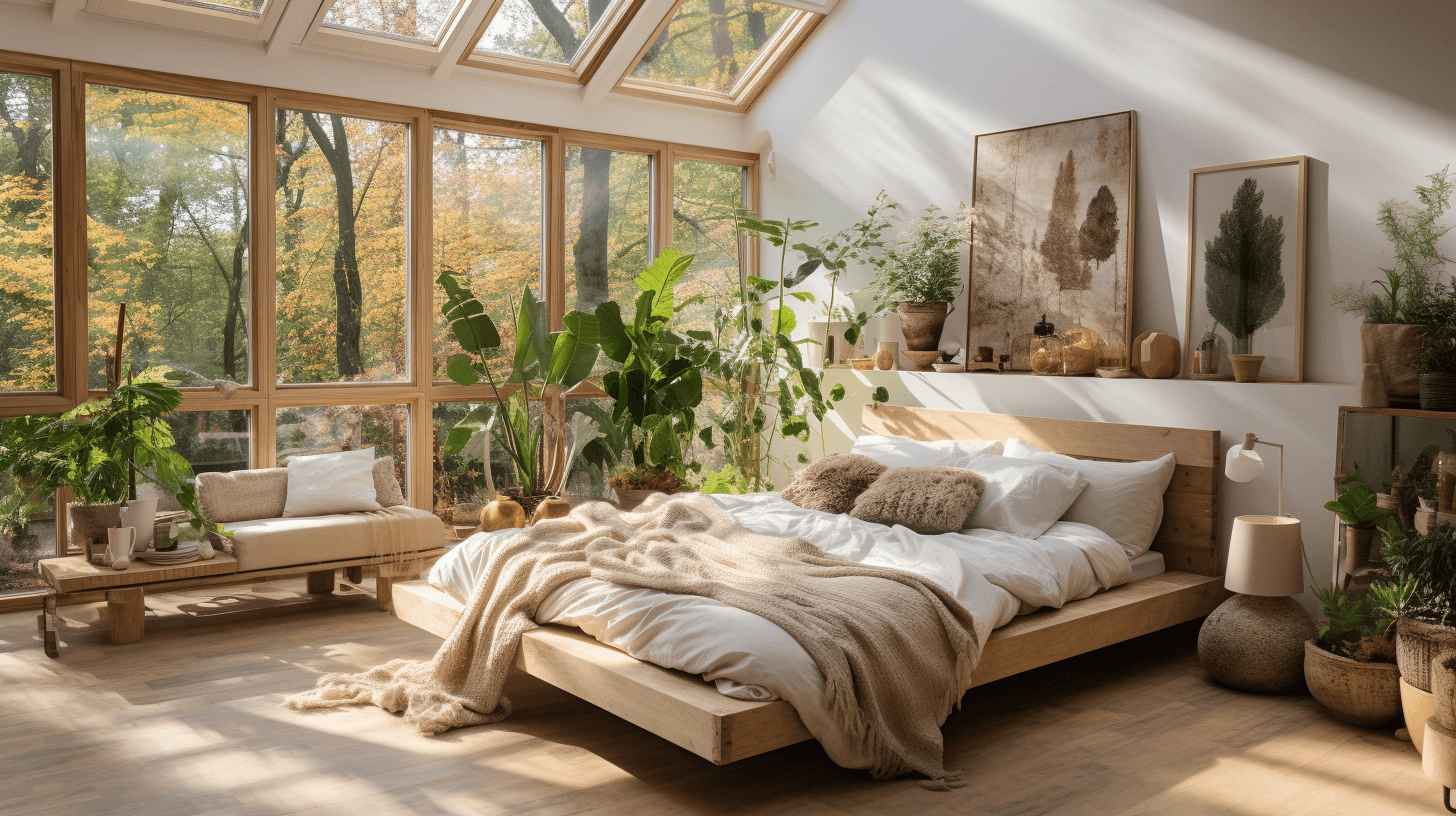 interieurbeeld van een slaapkamer in Scandinavische stijl