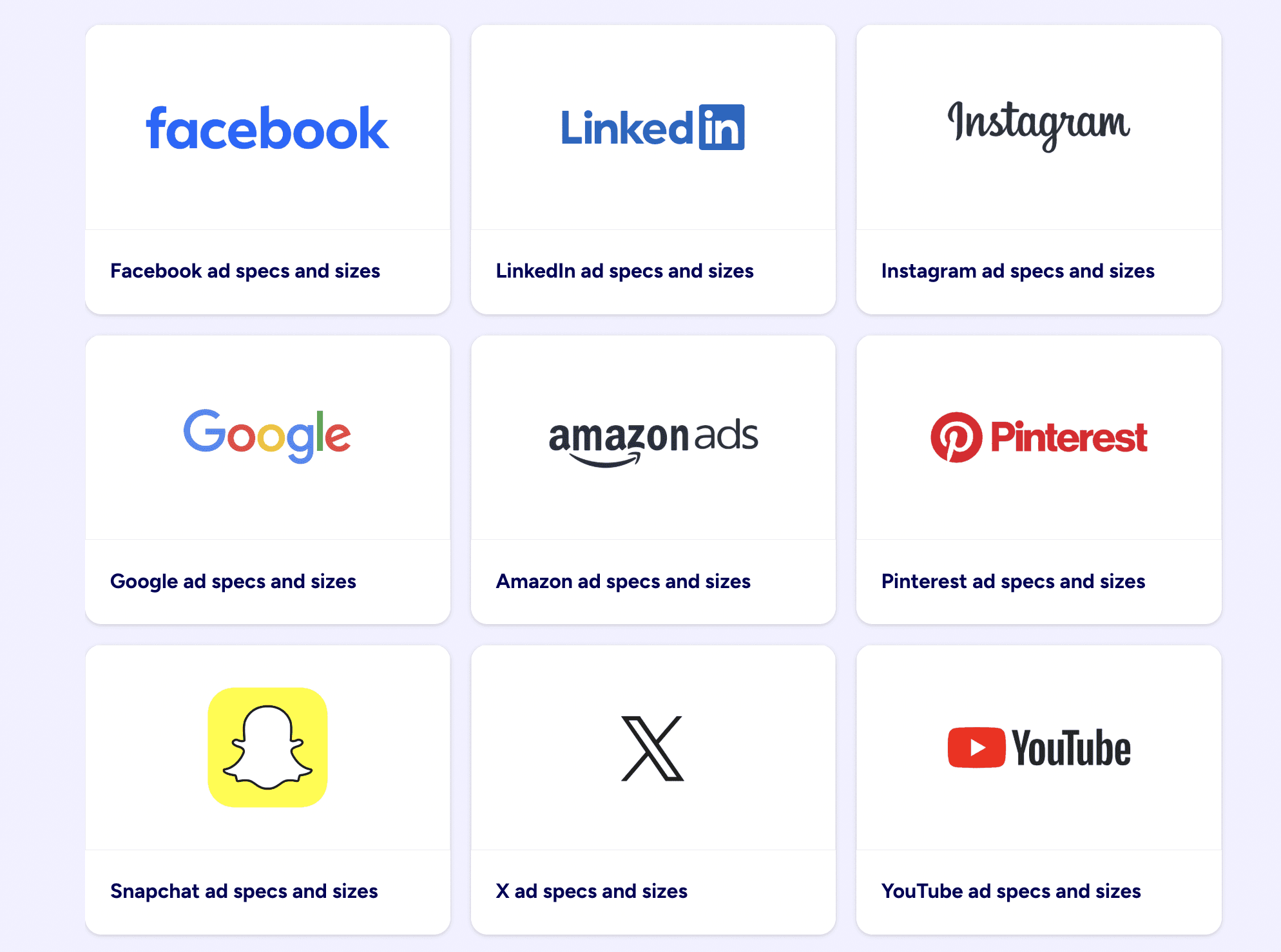 Get ad specs and dimensions for all major platforms 